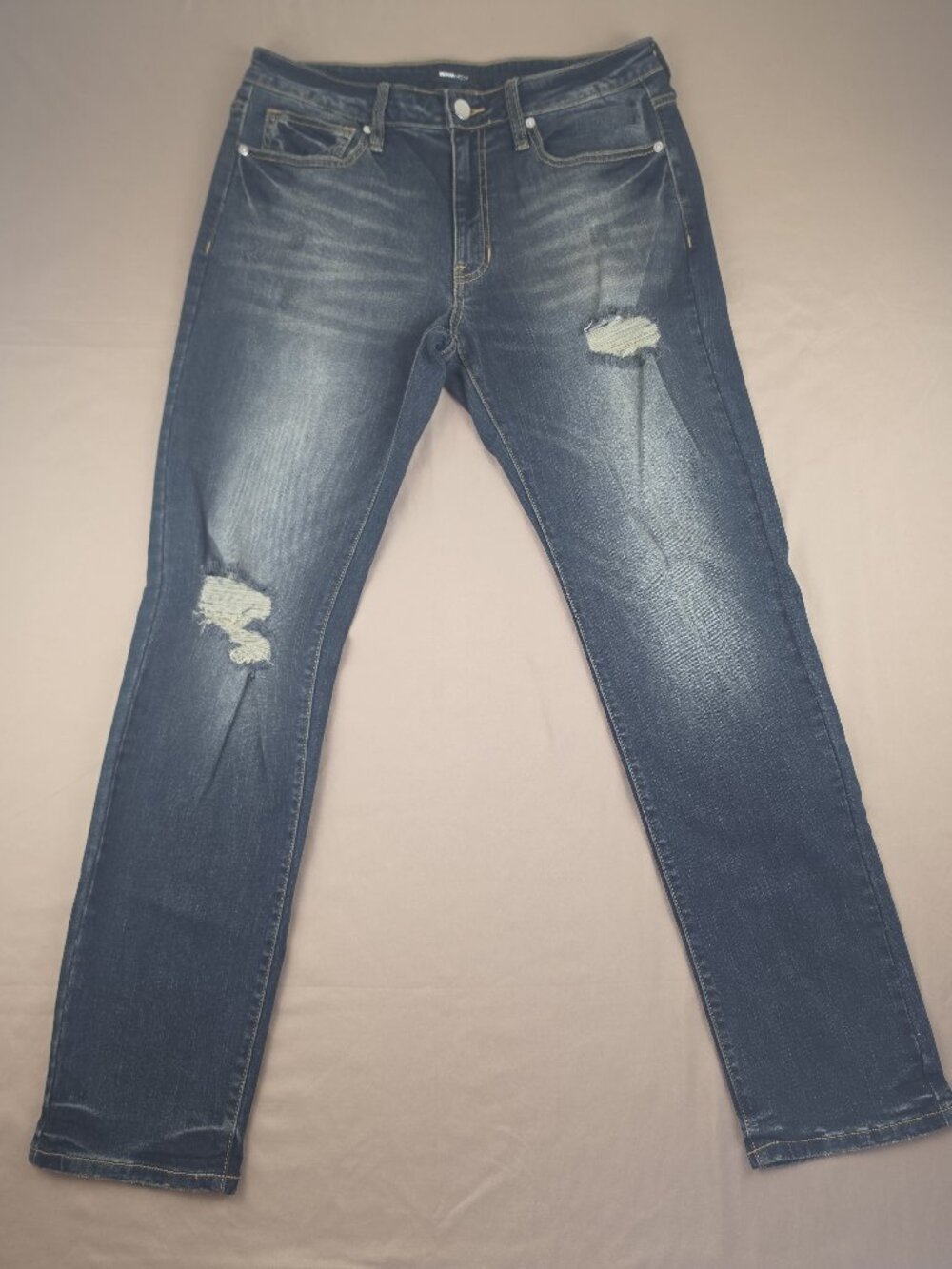 Fashion Nova Mens Jeans Dark Wash Size 32" x 30.5" Whiskered Distressed